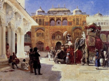 Edwin Señor Semanas Painting - Llegada del Príncipe Humbert el Rajá al Palacio de Ámbar Indio Egipcio Persa Edwin Lord Weeks